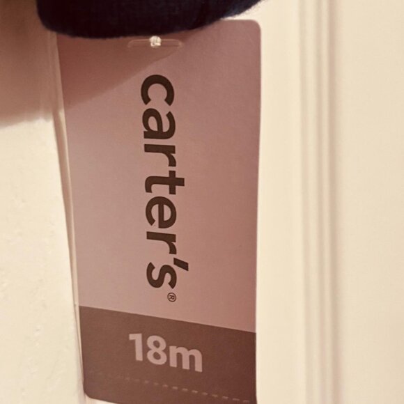 Carter’s Baby Footed Fleece Sleeper Red Penguin Striped 18 Months - Picture 7 of 8